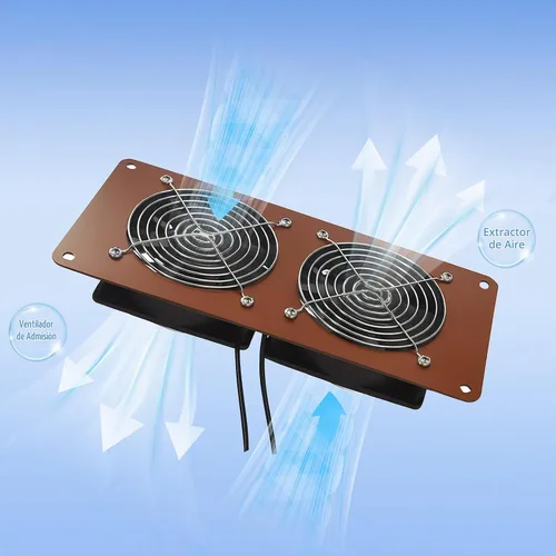 Vista 3 de FUTUREZEN Kit de ventilador de panel solar 2, ventilador solar de 20 W para gallineros, invernaderos, cobertizos, ventiladores de escape solares