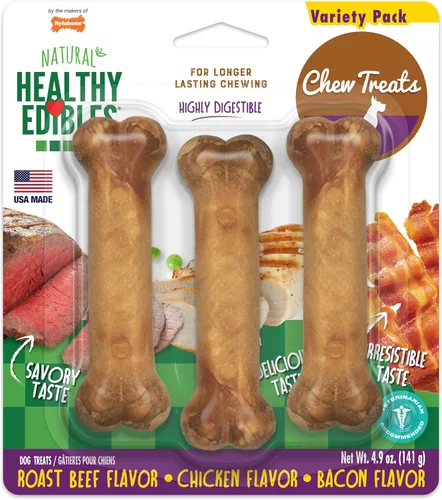Vista 13 de Nylabone Healthy Edibles Natural Dog Chews - Golosinas masticables de larga duración con sabor a tocino para perros, pequeños/regulares (1 unidad)