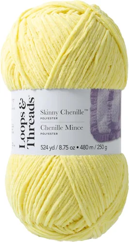 Vista 5 de Loops & Threads Hilo fino de chenilla - Hilo para tejer, ganchillo, tejer y manualidades - Azul, poliéster, 8.75 oz Azul Pájaro