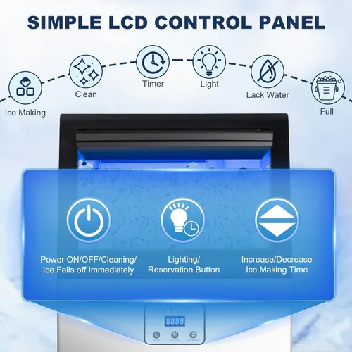 Vista 2 de Máquina comercial de hielo de 90 libras/24 horas, máquina de hielo de acero inoxidable bajo encimera o independiente con almacenamiento de 25