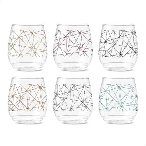 Vista 9 de TOSSWARE POP Vino Designer Series - Formas 2, juego de 6, calidad premium, reciclables, irrompibles y transparentes de plástico transparente