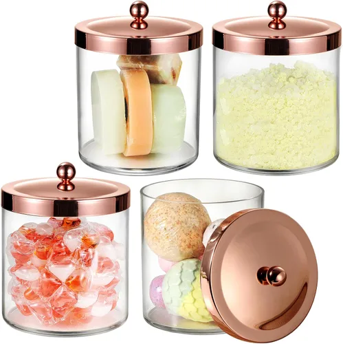 Vista 15 de SheeChung Tarro de Boticario Premium - Recipiente Contenedor Grande de Plástico Transparente de 50 Oz. con Tapa de Acero Inoxidable a Prueba