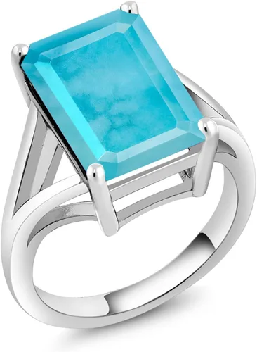 Vista 48 de Gem Stone King Anillo de compromiso solitario con piedra preciosa de corte esmeralda de 0.551 x 0.394 in para mujer, plata de ley 925, anillo