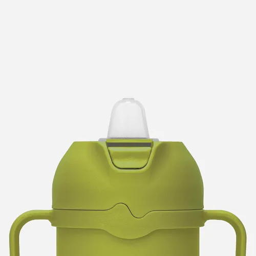 Vista 3 de Comotomo Vaso Tumbler para Niños Pequeños de 8 oz Aislado Tipo Sippy Cup con Pajita de Silicona y Boquilla, Verde