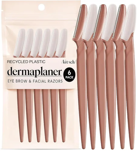 Vista 15 de Kitsch Dermaplane - Maquinilla de afeitar facial para mujeres y hombres, maquinillas de afeitar para cejas y afeitadora facial - Maquinilla de Negro