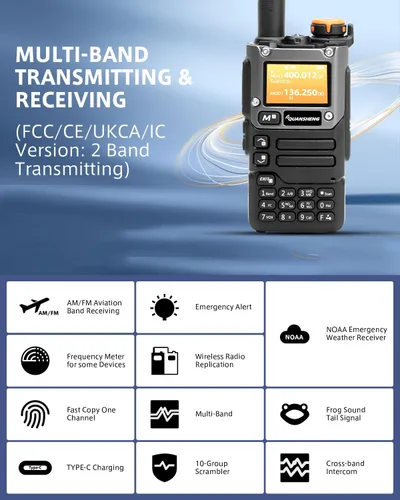 Vista 3 de QUANSHENG Walkie Talkie UV-K6 UV-K5 (8), largo alcance, firmware