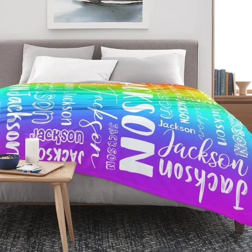 Vista 5 de Manta personalizada con nombre para adultos, manta de franela con nombre personalizado para niños y niños, Manta de franela personalizada