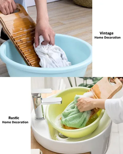 Vista 13 de SeptCity - Tabla de lavado para ropa, lavadora de manos antigua para mujer, madera duradera, antideslizante, bambú, herramientas para el hogar