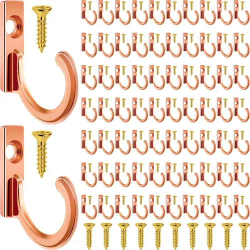 Vista 4 de Zhehao 100 piezas de ganchos para llaves, joyas, pequeños ganchos para colgar, gancho único de pared, cierre para abrigos y 110 piezas de tornillos
