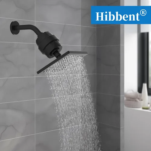 Vista 9 de Hibbent Cabezal de ducha filtrado de metal, cabezal de ducha de lluvia de alta presión de 6 pulgadas, filtro de ducha de 20 etapas para suavizador