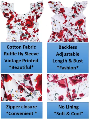 Vista 227 de Vestido de verano para niña, de algodón, con diseño floral