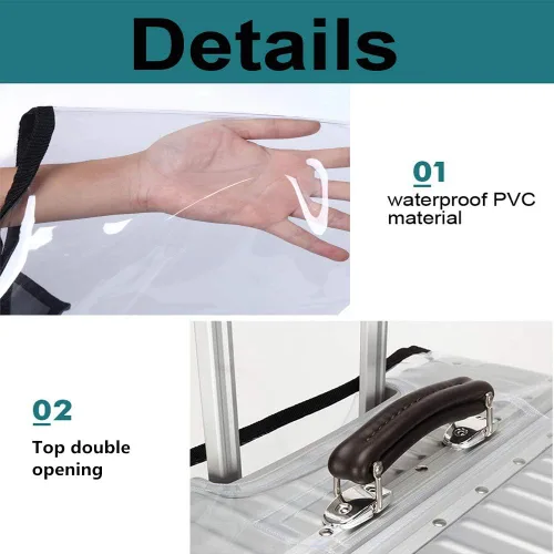 Vista 2 de Fundas protectoras de equipaje de PVC de 20242830 pulgadas para aprobadas por la TSA, 3 piezas, protector transparente para maleta, juego de funda
