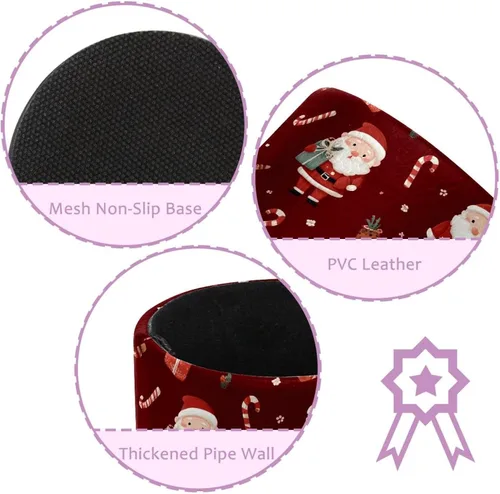 Vista 2 de Taza de PVC para escritorio, bastones de caramelo de Papá Noel rojo para organizador de bolígrafos de escritorio, soporte para brochas de maquillaje