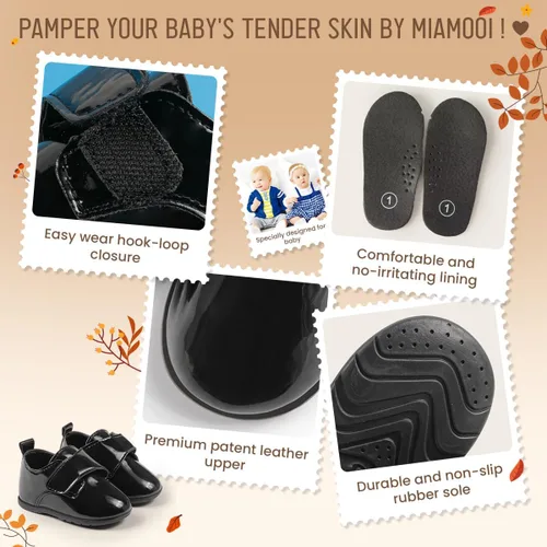 Vista 5 de Miamooi Mocasines clásicos de piel sintética para bebés y niñas, zapatos de vestir de boda para niños pequeños Brogue formal plano perezoso Oxford
