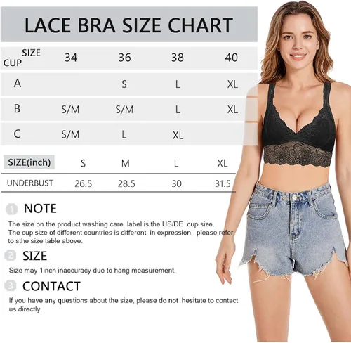 Vista 6 de SHEKINI Womens Lace Bra Wire Free Padded Cross-Back Longline Pullover Racerback Bralette Top