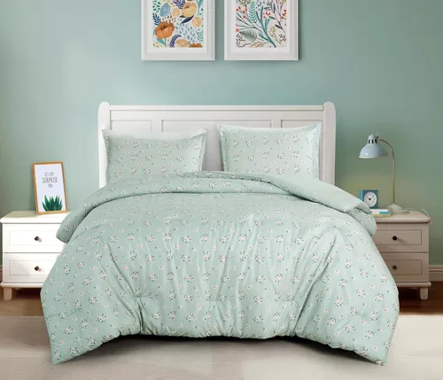 Vista 14 de Chezmoi Collection Azura Juego de Edredón Floral de 2 Piezas Tamaño Individual - Juego de Ropa de Cama de Microfibra Estampada Ligera Multicolor