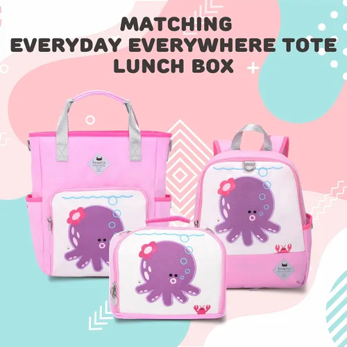 Vista 7 de BEATRIX NEW YORK - Mochila de 11 pulgadas con correa extraíble para niñas y niños, ideal para preescolar y jardín de infantes, Rosa-Pulpo, 24 x 11 x