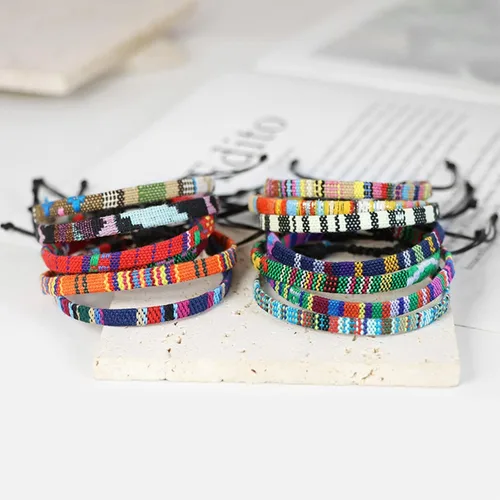 Vista 2 de Pulsera de playa de eslabones para hombres y mujeres, pulseras para hombres, pulseras bohemias hechas a mano, pulseras envolventes de joyería