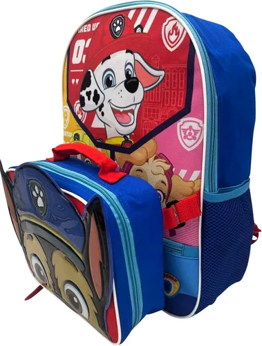 Vista 4 de Fast Forward Mochila desplegable con licencia para niños de 16 pulgadas con lonchera (Paw Patrol-Boy)