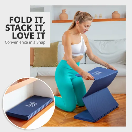 Vista 3 de Esterilla de yoga plegable + bolsa de transporte, esterilla de entrenamiento de 7 pliegues de 6 mm, fácil de almacenar, esterilla de ejercicio