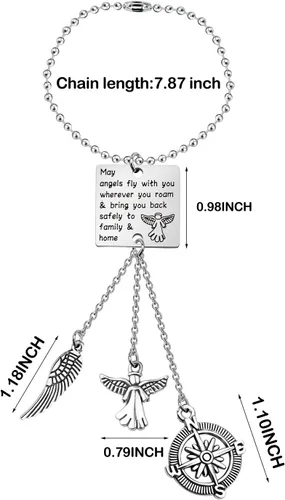 Vista 6 de WUSUANED Llavero de viajero de regalo con texto en inglés "May Angels Fly With You Wherever You Roam