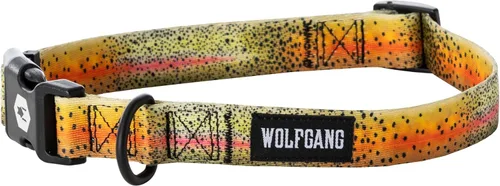 Vista 8 de Wolfgang - Collar de perro resistente y ajustable con hebilla de nailon de liberación rápida para caminar y entrenar, estampado BrookTrout, talla S