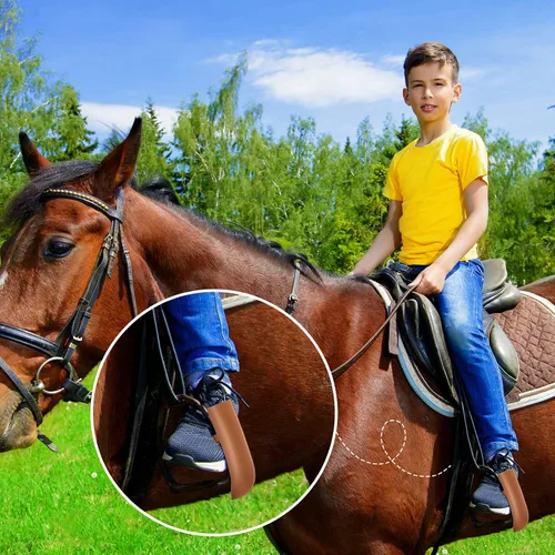 Vista 7 de Woanger 2 Pcs Flag Carrier with Stirrup Flag Boot for Horse Artificial Leather Saddles Holder Accessories for Horse Training, 7 x 2.2 Inch, Brown