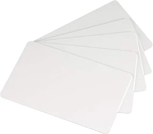 Vista 4 de ID Zone Tarjetas CR80 de plástico blanco de alta calidad de PVC de 30 mil para impresoras de tarjetas de identificación (paquete de 500)