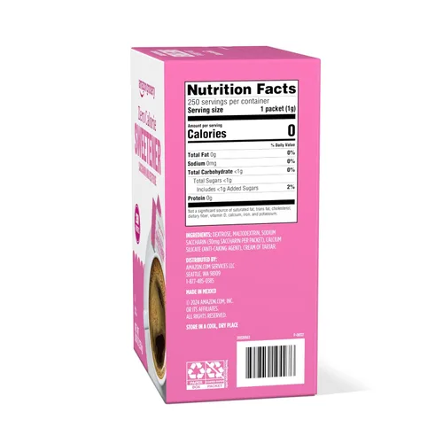 Vista 2 de Marca Amazon – Happy Belly Zero Calorie Pink Sacarina en polvo, 250 paquetes, 8.81 onzas (paquete de 1)