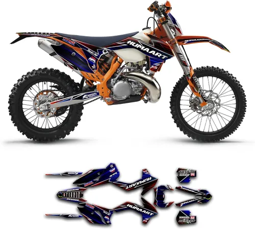 Vista 29 de Kit de calcomanías personalizadas para 125 200 250 300 350 450 500 EXC EXC-F XCW XC-W XCF-W 2014 2015, negro y azul, KTEXCW1416001-KR