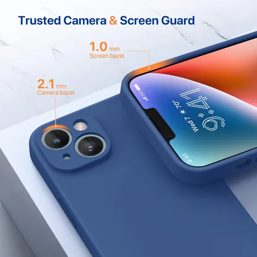 Vista 5 de Miracase - Funda diseñada para iPhone 14 con protector de pantalla, [protección de cámara mejorada], funda de silicona líquida a prueba de golpes