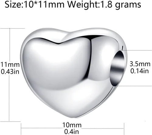 Vista 2 de Dije de plata de ley 925 con forma de corazón con clip y cierre de bloqueo, espaciador, dije de aniversario de Navidad para pulsera Pandora, Plata