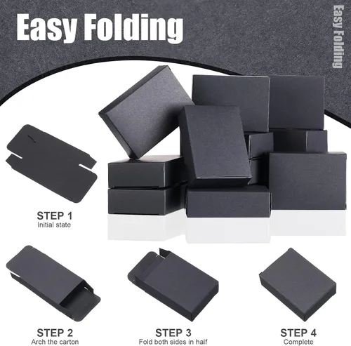 Vista 3 de Gersoniel 50 cajas de jabón de papel kraft para hacer jabón casero, suministros para recuerdos de fiesta, sin ventana, embalaje de envoltura de Negro