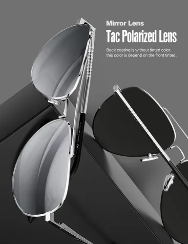Vista 11 de LUENX, Aviator - Gafas de sol polarizadas, para hombres y mujeres, protección UV 400, con funda 60MM