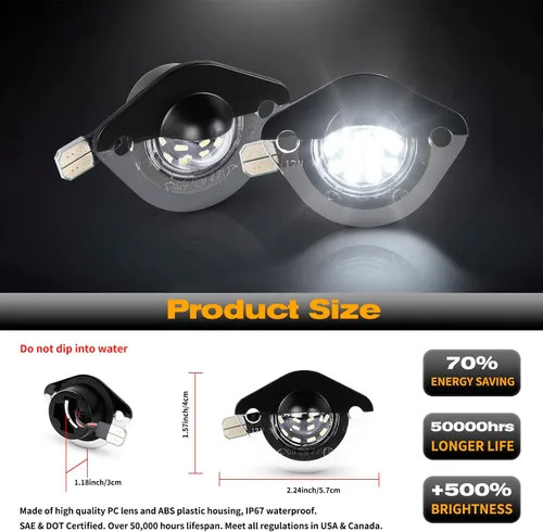 Vista 3 de Gempro - Conjunto de luz LED para placa de matrícula trasera, para camioneta Ford Mustang 1994-2004, 6000K, color blanco, paquete de 2