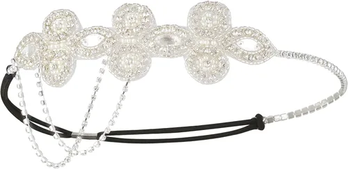 Vista 5 de BABEYOND Diadema Flapper de los años 20 Crystal Great Gatsby Headpiece Roaring 20s Flapper Gatsby Accesorios para el cabello