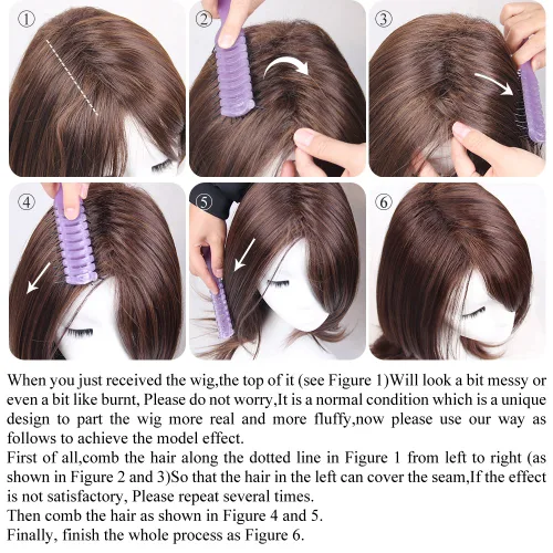 Vista 4 de Peluca de pelo HAIRCUBE largo y liso para mujer, uso diario, natural y saludable, 50 cm, color marrón