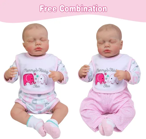 Vista 3 de Ropa de muñeca Reborn Baby Girl Doll Accesorios de ropa de 4 piezas para 20 a 23 pulgadas