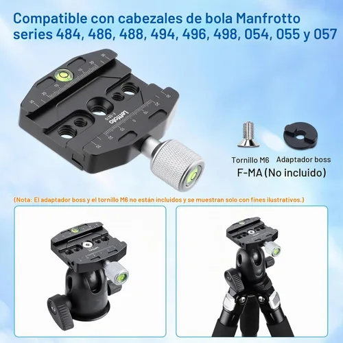 Vista 9 de Abrazadera de liberación rápida de 2.756 in compatible con placa de estilo Arca Swiss para trípode Ballhead asiento universal de cambio rápido
