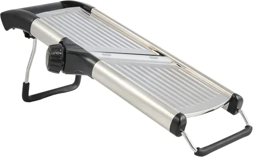 Vista 20 de Restaurantware Rebanadora de mandolina ajustable de acero inoxidable, cortador de verduras estándar alemán con protector de cuchilla, guantes