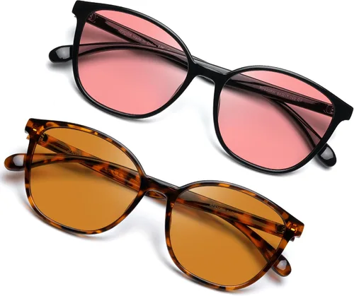Vista 7 de Women's Fluorescent-41 Rose Tinted Blue Light Blocking Glasses for Migraine, Light Sensitivity, Photophobia RF6208