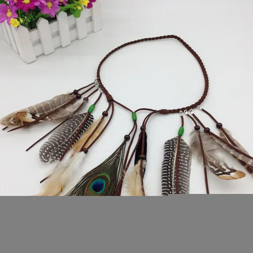 Vista 3 de eliffete trenzada Diademas de plumas de la mujer Boho borlas de fiesta pelo banda Headwear
