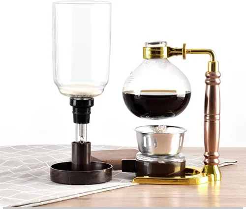 Vista 4 de JITEM Cafetera Syphon Cafetera de estilo japonés al vacío de vidrio sifón percoladores 3-5 tazas de vidrio de mesa de sifón cafetera para café o té