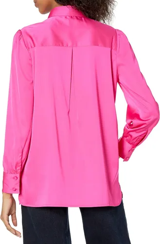 Vista 2 de The Drop Women's Standard Lucyswhims Long-Sleeve Button Down Stretch Satin Shirt