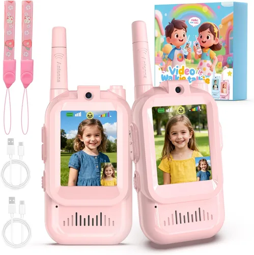 Vista 10 de Walkie Talkies de Video para Niños, Paquete de 2 Walkie Talkies FaceTime con Cámara HD y Cambiador de Voz para Niños y Niñas para Juegos Familiares