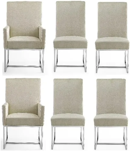 Vista 12 de Manhattan Comfort Element Mid Century - Silla de comedor tapizada moderna, juego de 6, color azul