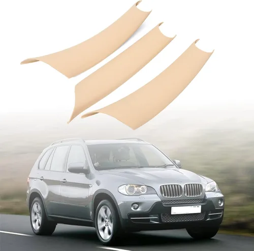 Vista 6 de Funda de Manija de Puerta Compatible con BMW X5 Serie E70/E70 LCI 2008-2013, BMW X6 Serie E71/E72 2008-2014 (3 Piezas) (Beige)