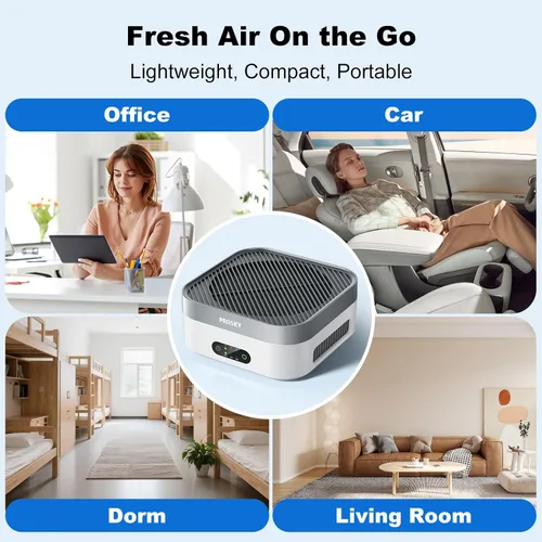 Vista 7 de Purificadores de aire para el hogar, filtro HEPA H13 auténtico captura humo, olores, caspa de mascotas, purificador de aire portátil y silencioso