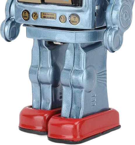 Vista 9 de Robot vintage, robot giratorio eléctrico retro para colección, Navidad, regalo, fiesta, cumpleaños, festival, sorpresa, recuerdos, lata Azul
