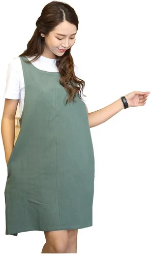 Vista 3 de Delantal de algodón y lino estilo japonés con espalda cruzada, con dos bolsillos, estilo X